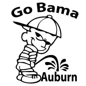 Go Bama Pee on Auburn Sticker