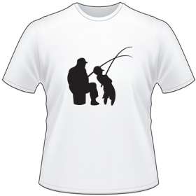 Father and Son Cetching Fish T-Shirt