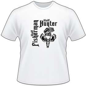 Half Fisherman Half Hunter Bass and Moose T-Shirt
