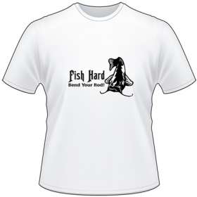 Fish Hard Bend Your Rod Catfish T-Shirt 4