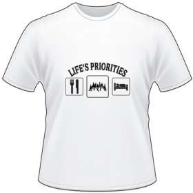 Life's Priorities Eat Mountains Sleep T-Shirt