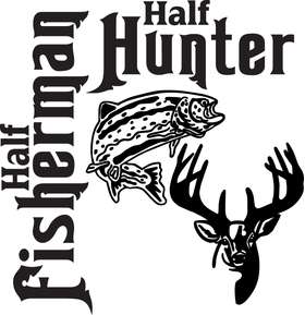 Half Fisherman Half Hunter Salmon Fishing Sticker