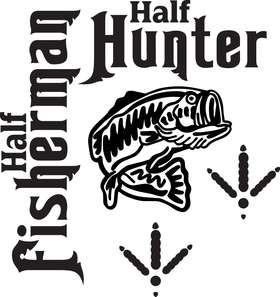 Half Fisherman Half Hunter Bass and Bird Sticker