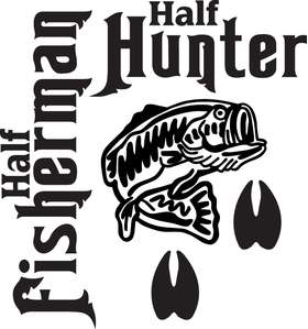 Half Fisherman Half Hunter Bass and Buck Sticker