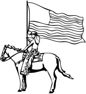Cowgirl with Flag Sticker
