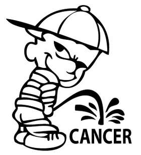 Calvin Pee On Cancer Sticker