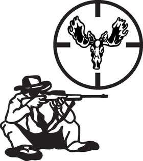 Man Shooting Moose Sticker