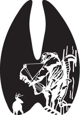 Bowhunter with Buck in Buck Print Sticker
