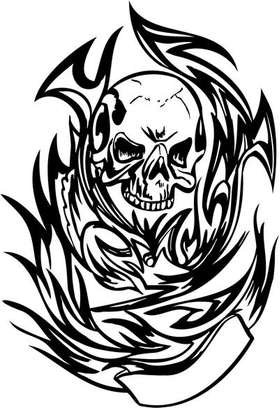 Flaming Skull Sticker 1