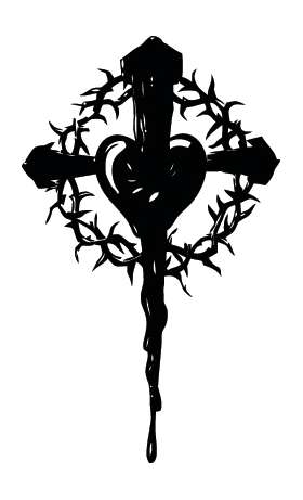 Cross and Heart Sticker 1204