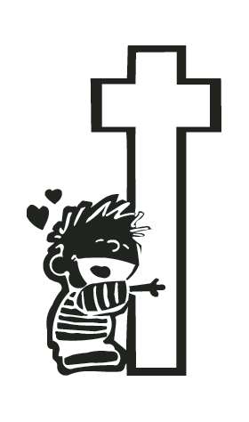 Boy Hugging Cross Sticker 3080