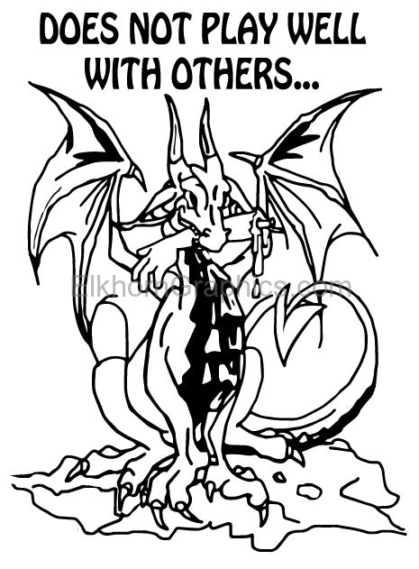 Does Not Play Well With Others Dragon Sticker - Dragon Stickers 